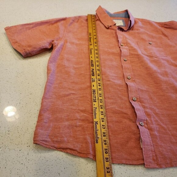 Weatherproof Vintage Mens Red Short Sleeve Shirt XXL Button linen blend - Picture 3 of 6